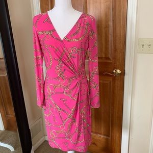 Nine & Co. Gold chain link on Pink dress💗 Small